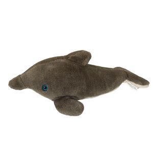 Vintage Seaworld Dolphin Stuffed Animal Plush Gray Blue Eyes 14"